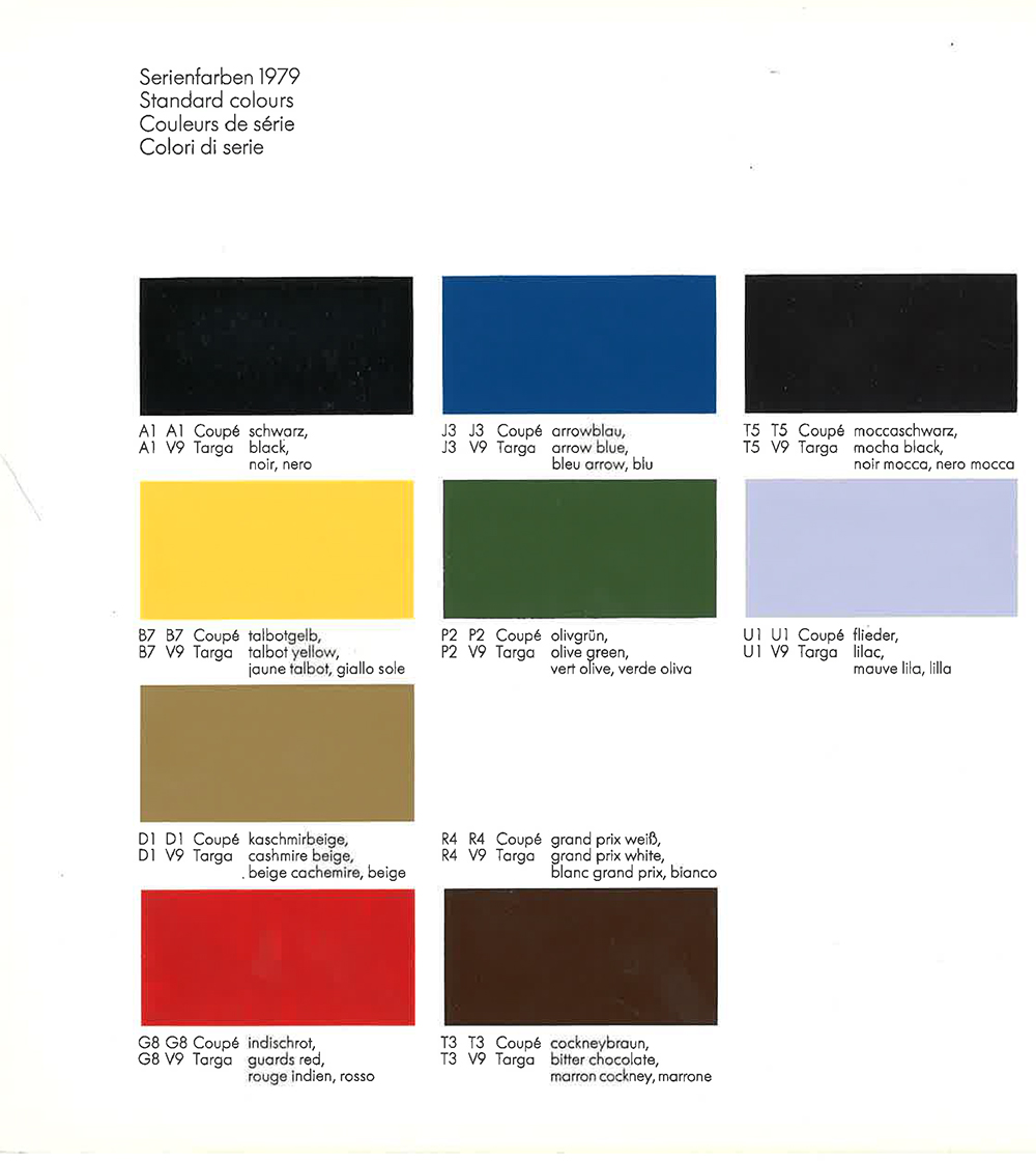 Porsche 911 Color Chart