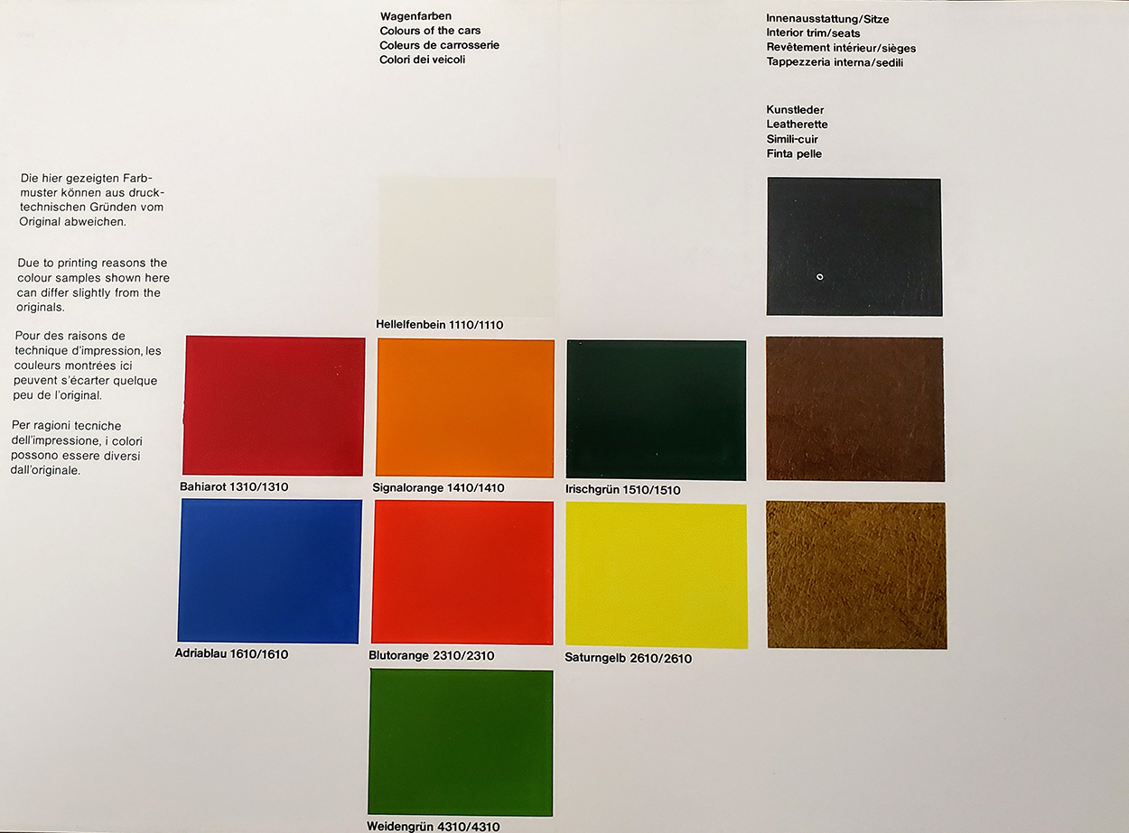 Porsche 911 Color Chart